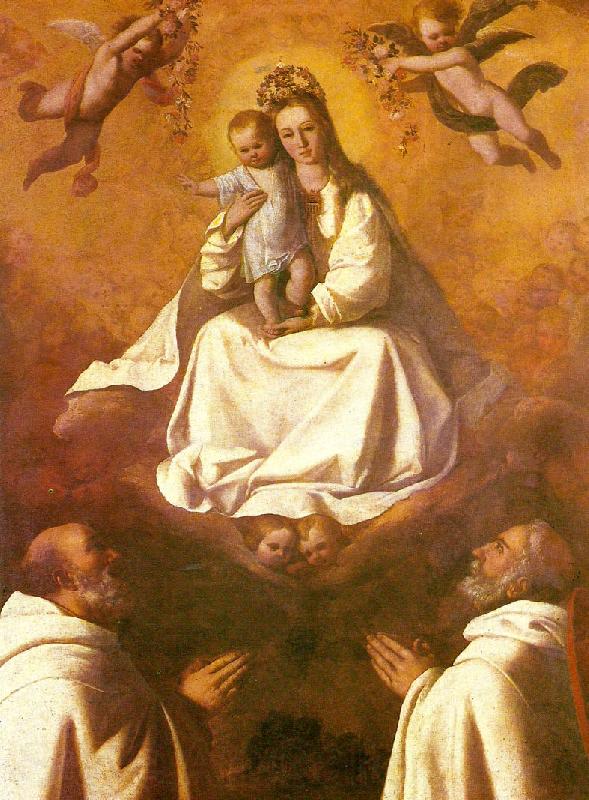 Francisco de Zurbaran the virgin of mercy with two mercedarians
